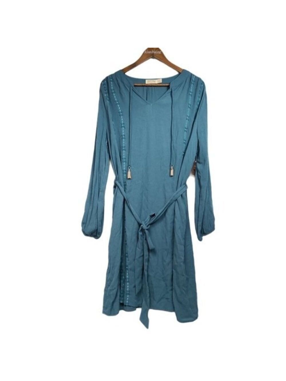 NWT Faded Glory Peasant Cool Water Relaxed Fit Dress L